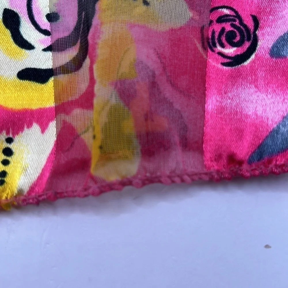 Pink and Black Yellow Bright Vibrant Scarf Barbie Pink Semi Sheer